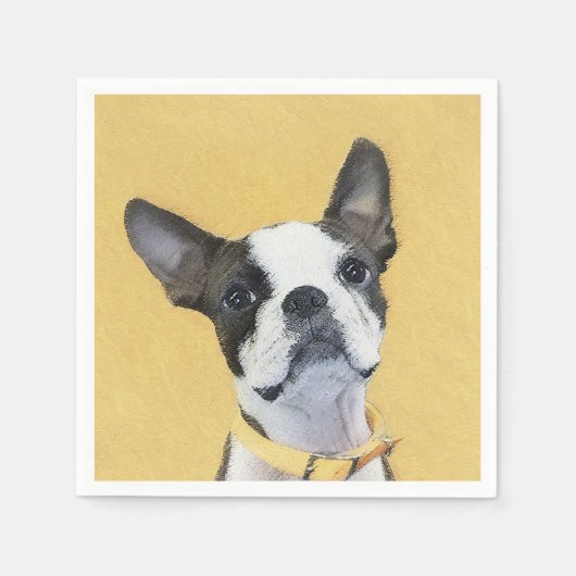Serviette En Papier Boston Terrier Peinture - Cute Original Chien Art (Devant)