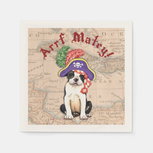 Serviette En Papier Boston Terrier Pirate (Devant)