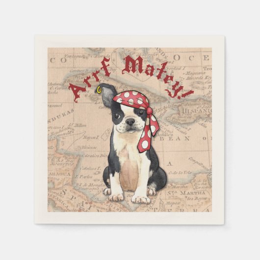 Serviette En Papier Boston Terrier Pirate (Devant)