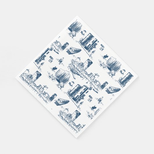 Serviette En Papier Boston Toile Navy et White (Coin)