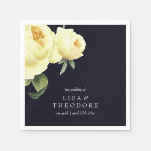 Serviette En Papier Botanica Jaune Bleu Vintage Mariage personnalisé