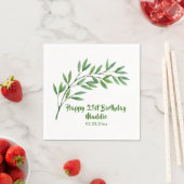 Serviette En Papier Botanical Greenery Nom de la succursale Inscrie (En situation)