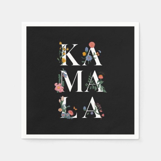 Serviette En Papier Botanical Kamala Harris Voter Floral 2024 (Devant)