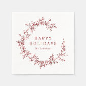 Serviette En Papier Botanical Vintage Burgundy Wreath Christmas (Devant)