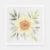 Serviette En Papier Botanical Watercolor Flower Painting With Foliage (Devant)