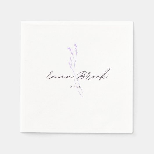 Serviette En Papier Botanical Wedding Napkin Simple Elegant (Devant)