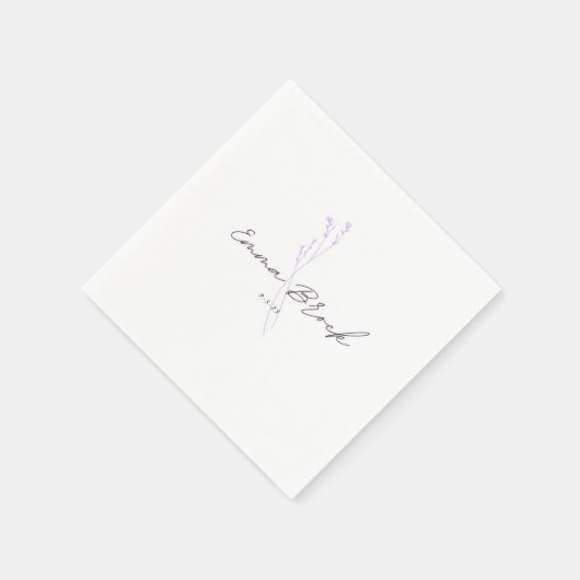 Serviette En Papier Botanical Wedding Napkin Simple Elegant (Coin)