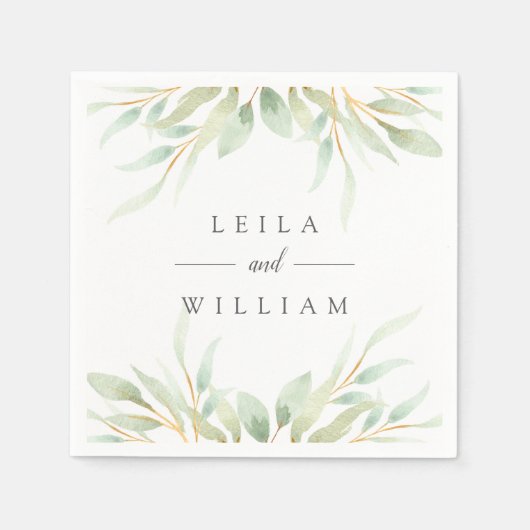 Serviette En Papier Botanique aérienne | Mariage personnalisé (Devant)