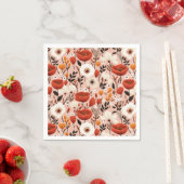 Serviette En Papier Botanique Boho Automne Fleur sauvage Meadow Motif (En situation)