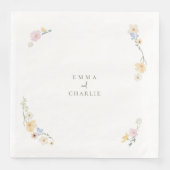 Serviette En Papier Botanique Boho fleurs Script mariage (Devant)