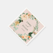 Serviette En Papier Botanique Boho vert rose Mariage personnalisé (Coin)
