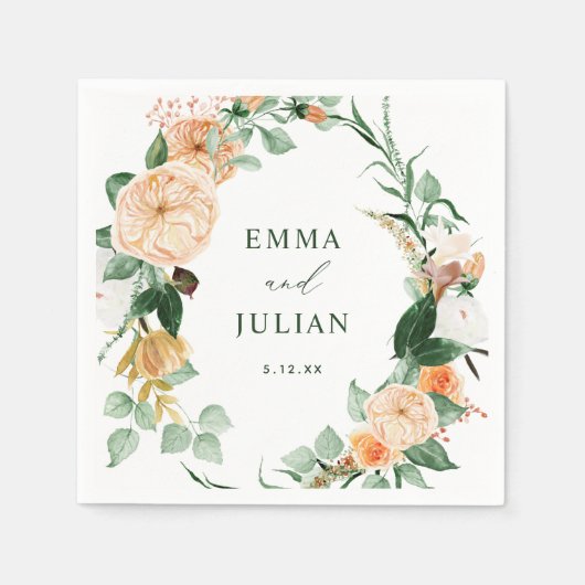 Serviette En Papier Botanique Boho verte feuille Mariage personnalisé (Devant)