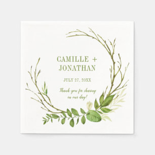 Serviette En Papier Botanique Botanique Rustique Verdure Wreath