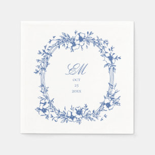 Serviette En Papier Botanique Chinoiserie Monogram Crest Logo Mariage