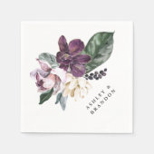 Serviette En Papier Botanique de saumons pourpres et de prunes avec de (Devant)