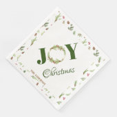 Serviette En Papier Botanique élégant Noël Joie Noël Wreath (Coin)