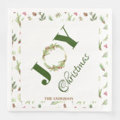 Serviette En Papier Botanique élégant Noël Joie Noël Wreath (Devant)