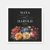 Serviette En Papier Botanique Floral Black Moody Mariage (Devant)