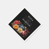 Serviette En Papier Botanique Floral Black Moody Mariage (Coin)