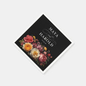 Serviette En Papier Botanique Floral Black Moody Mariage (Coin)