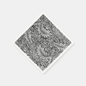 Serviette En Papier Botanique florale moderne noire et grise (Coin)