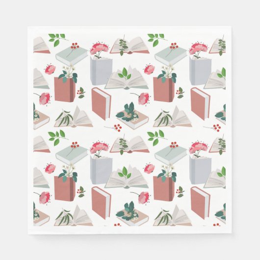 Serviette En Papier Botanique Livres & Bibliothèque Motif de lecture (Devant)