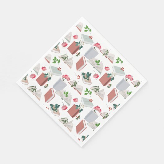 Serviette En Papier Botanique Livres & Bibliothèque Motif de lecture (Coin)