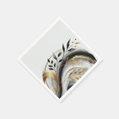 Serviette En Papier Botanique moderne noir blanc et or (Coin)