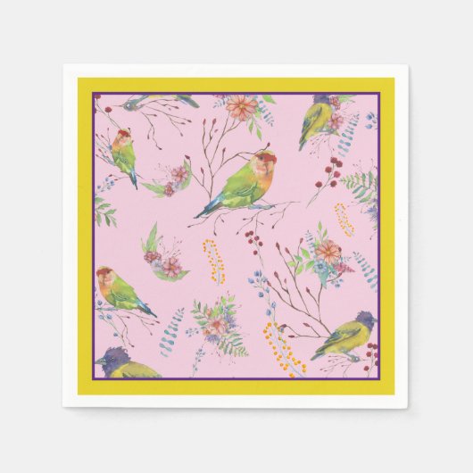 Serviette En Papier Botanique oiseaux (Devant)