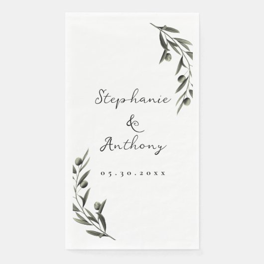 Serviette En Papier Botanique Olive Branch Feuille Mariage italien (Devant)