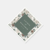 Serviette En Papier Botanique Tranquille Verte (Coin)