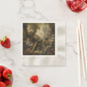 Serviette En Papier Botanique : trois paons dans le jardin anglais (En situation)