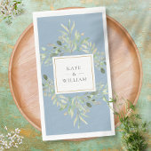 Serviette En Papier Botanique Verdure Foliage Dusty Blue Mariage