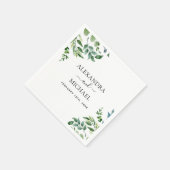 Serviette En Papier Botanique Verdure Foliage Mariage d'aquarelle (Coin)
