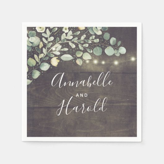 Serviette En Papier Botanique Verdure Mariage campagnard rustique (Devant)