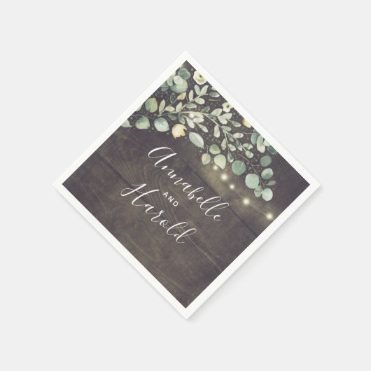 Serviette En Papier Botanique Verdure Mariage campagnard rustique (Coin)