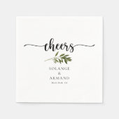 Serviette En Papier Botanique Vert Feuille Mariage Cheers Napkins (Devant)