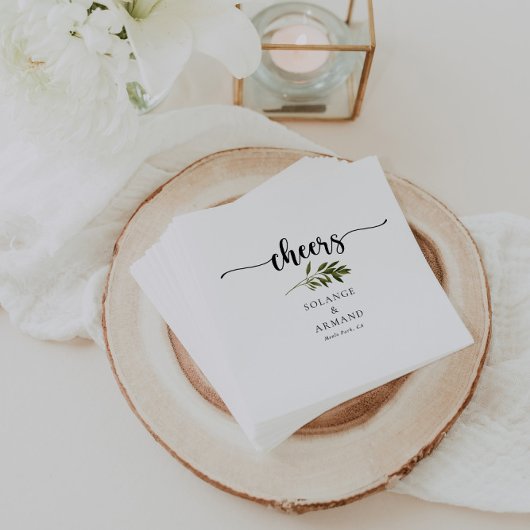 Serviette En Papier Botanique Vert Feuille Mariage Cheers Napkins