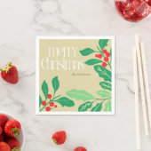 Serviette En Papier Botaniques de Noël Holly Feuilles et baies (En situation)