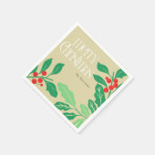 Serviette En Papier Botaniques de Noël Holly Feuilles et baies (Coin)