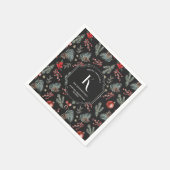 Serviette En Papier Botaniques d'hiver | Noël Monogramme (Coin)