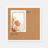 Serviette En Papier Botaniques Rustiques De Pêche À L'Orange (Devant)