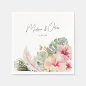 Serviette En Papier Botaniques tropicaux Magnifique Mariage d'aquarell (Devant)