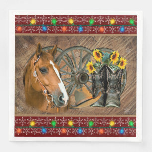 Serviette En Papier Botte de cowboy Cheval de Noël Casquette de cowboy