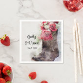 Serviette En Papier Botte de cowboy Red Roses Mariage occidental Aquar (En situation)