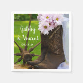 Serviette En Papier Botte de cowboy Rustique rose Mariage occidental (Devant)