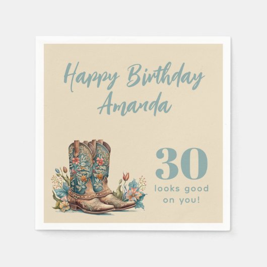 Serviette En Papier Botte occidentale Floral 30e anniversaire (Devant)