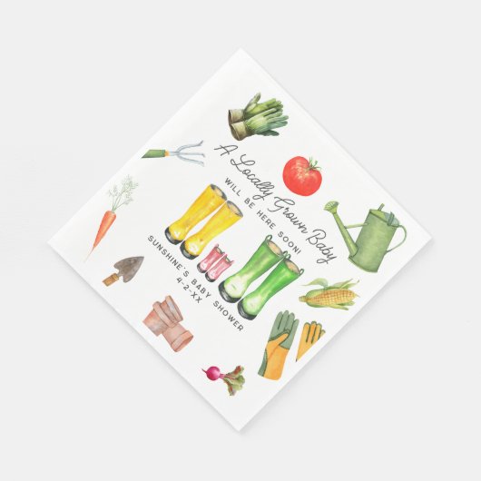 Serviette En Papier Botte rose cultivée localement Baby shower végétal (Coin)