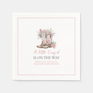 Serviette En Papier Bottes de cowgirl florales roses et douche de baie