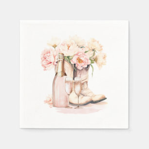 Serviette En Papier Bottes de Cowgirl Pivoines Bubbly RÉCEPTION DE MAR